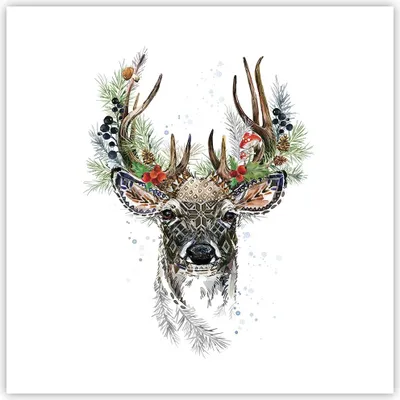 Produktbild von Poster - Poster ohne Rahmen - Surrealismus Hirsch Boho - 50x50 cm - Wand Bild - Wanddeko - Wandbilder - Kunstposter - Wandposter - Bilder - Kunstdruck - Wanddekoration - Wandbild - P2XAC50x50-4486