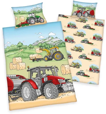 Produktbild von Traktor Flanell-Bettwäsche " Green"