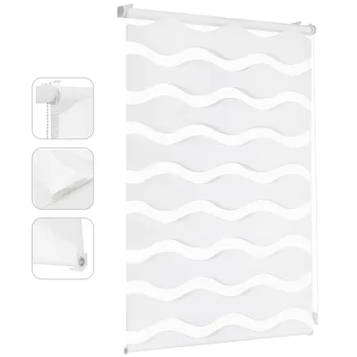 Produktbild von Doppelrollo Doppelrollo Wellen Duo-Rollo Klemmfix ohne Bohren Doppelrollo Welle 60x210cm Weiß