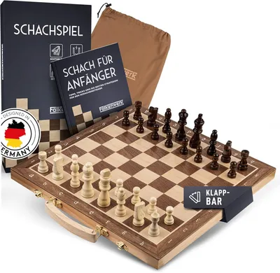 Immagine prodotto di Falkenwerk Gioco magnetico di scacchi e dama - Legno [38x38 cm] - Scacchiera realizzata a mano in vero legno