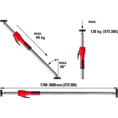 Immagine prodotto di Supporto a soffitto e di montaggio Bessey con maniglia a pompa (1700-3000 mm) | STE300