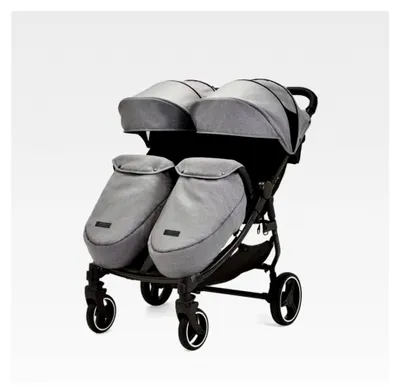 Produktbild von Venus Max Doppel-Kinderwagen - geeignet von Geburt bis 15 kg (ca. 3 Jahre), kompakter, leichter, faltbarer Zwillingskinderwagen, inklusive Regenschutz und Fußwärmer (Raumfahrt Grau)