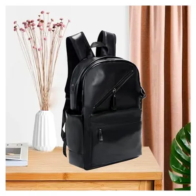 Produktbild von Retro-Rucksack mit Laptopfach, Uni, mehrere Fächer, schwarzer Freizeitrucksack, verstellbare Schulterriemen, Business, Rucksack im Preppy-Stil, Reiserucksack