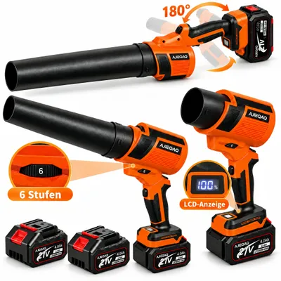 Productafbeelding van 1500W Accu Bladblazer 21V, Brushless, 50 m/s, 6 Standen + Turbo, 2×4,0Ah Accu, 180° Draaibare Handgreep, voor Tuin, Auto & Haar Drogen
