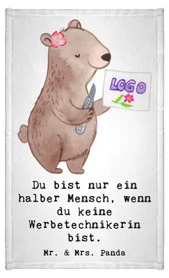 Produktbild von Mr. & Mrs. Panda Handtuch Werbetechnikerin Herz - Weiß - Geschenk, Frotteehandtuch, Kleines, Gästetuch, Gäste-WC, Klein