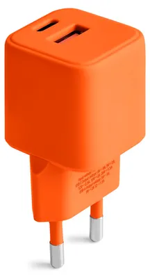 Image de Forever COLORUM, Chargeur de téléphone portable pour tous les iPhone, Xiaomi, Huawei, Motorola et Samsung, Chargeur rapide + USB-A + USB-C PD 30W CLS30-AC-10 Orange