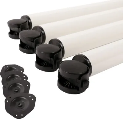 Produktbild von 4er Set rollende Tischbeine Tischbeine auf Rolle mit Bremse ø 50mm Metall Weiss