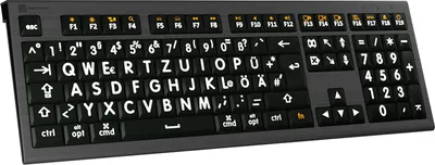 Produktbild von LogicKeyboard XL-Print Astra 2 White on Black DE (Mac)