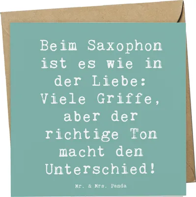 Produktbild von Mr. & Mrs. Panda Glückwunschkarte Spruch Saxophon Liebe - Meeresbrise - Geschenk, doppelkarte, Blues, faltkarte, Einsteiger, Instrument, Musik und Gefühle, Grußkarte