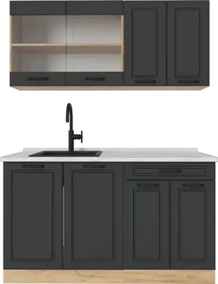 Image de Cuisine Vicco R-Line Anthracite Campagne/Chêne doré 140cm , PT Marbre, Model 54120