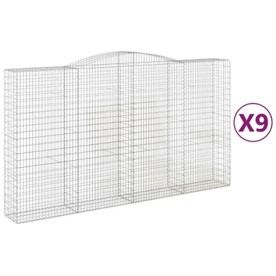 Produktbild von Gabionen mit Hochbogen 9 Stk. 400x50x220/240cm Verzinktes Eisen