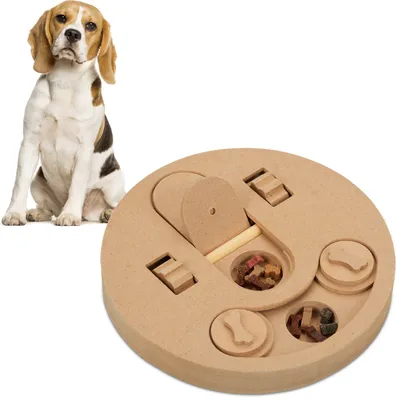 Immagine prodotto di Giocattolo interattivo di stimolazione mentale Relaxdays, per cani, giocattolo per il cibo, nascondere i bocconcini, gioco di fiuto, MDF, naturale