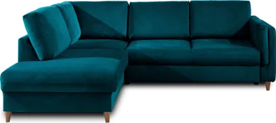 Produktbild von Lisa Design Brooke, Ecksofa rechts links, mit Schlaffunktion, 5-Sitzer, aus Samt , Entenblau