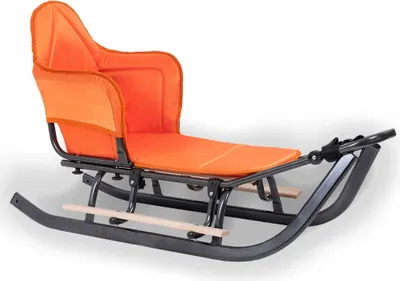 Produktbild von Schlitten mit Rückenlehne Kinderschlitten Metall Holzsitz; orange
