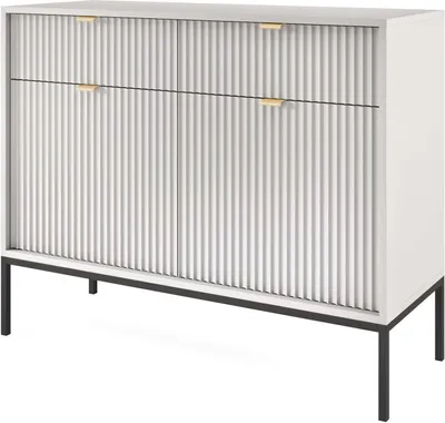 Produktbild von FURNLUX Anrichte Avon Grau 104cm / Hauptfarbe: Grau / Abmessungen: 104 x 83 x 39 cm