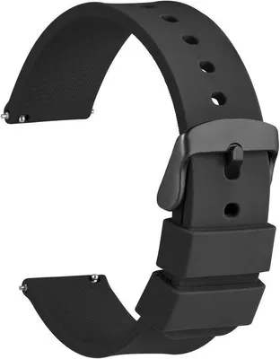 Image de Bracelet en silicone, bracelet de rechange à fixation rapide avec barre de liaison en acier inoxydable noir (noir)