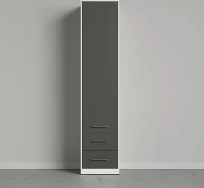 Produktbild von SMARTBett Schrank Kleiderschrank Aktenschrank 50cm mit 2 Schubladen Weiss/Anthrazit