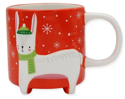 XXL Hasentasse Winter Edition, 450 ml, Keramik, Rot