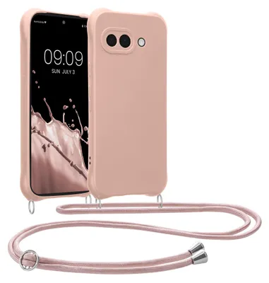 Produktbild von kwmobile Necklace Case kompatibel mit Google Pixel 9a Hülle - Cover mit Kordel zum Umhängen - Silikon Schutzhülle Coconut Swirl