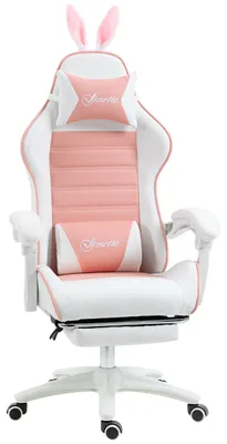 Immagine prodotto di Sedia da gaming – Sedia da gaming ergonomica con altezza regolabile e simpatiche orecchie a forma di coniglio