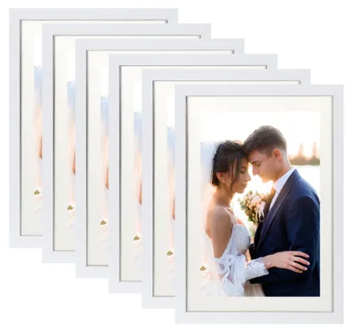 Produktbild von 6x Bilderrahmen 50x75 Weiß, Holz MDF Rahmen mit Bruchsicherem Glas, Rahmen 75x50 Puzzle Wandrahmen, Moderner Fotorahmen für Collage, Puzzles & Poster