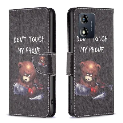 A flip-style phone case with a graphic design.