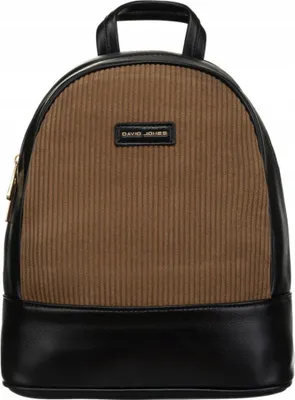 Produktbild von David Jones | Kleiner Damenrucksack, aus Ökoleder, Schwarz, Khaki, 25.5x29.5x12.5 cm