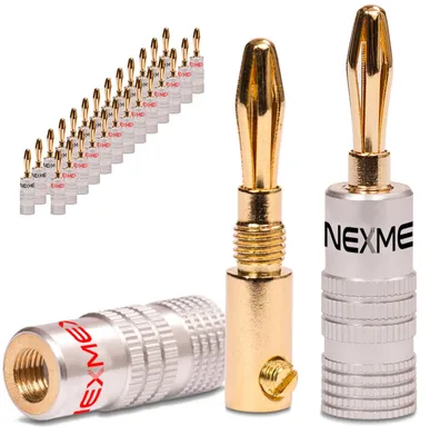 Produktbild von Bananenstecker 4mm vergoldet 28x Stecker NEXMEX Steckverbinder Lautsprecherkabel
