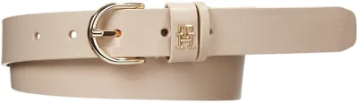 Image de Ceinture femme Tommy Hilfiger, modèle Essential Effortless, largeur de 2,5 cm, en cuir, couleur beige (blanc)