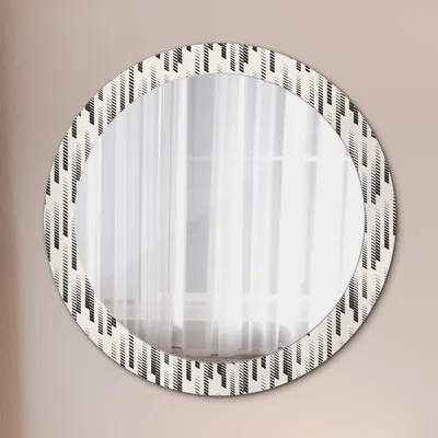 Produktbild von Ø80cm Spiegel - Glasrahmen mit Aufdruck - Wandspiegel Schlafzimmer - streifen muster