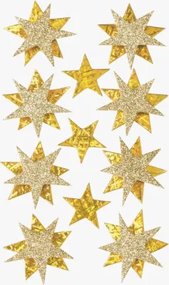 Produktbild von Sticker-Etikett Sterne gold 15 Stück 4-farbig Packung mit 6 Stück