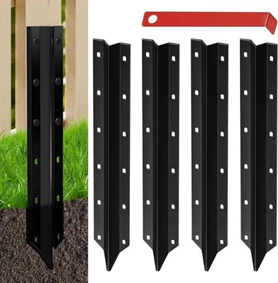 Produktbild von Famanu Reparaturset für Zaunpfosten - H-Profil Design - 5 Stück - Metall