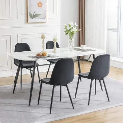 Produktbild von EUGAD 4×Esszimmerstühle mit Rückenlehne, Polsterstuhl modern aus Cord,Dunkelgrau