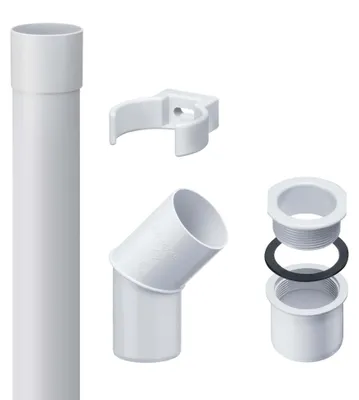 Produktbild von INEFA 2m Fallrohr Set DN50 / 50mm, PVC Weiß Dachrinnenzubehör, einfache Steckmontage, Germany
