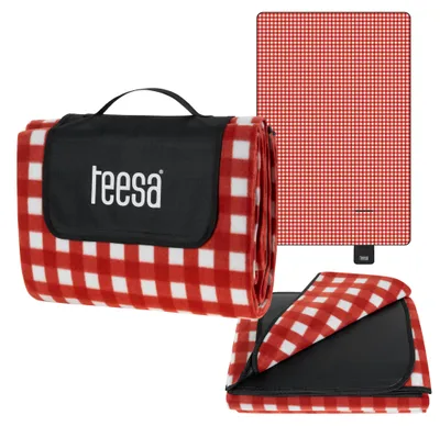 Produktbild von TEESA isolierte Picknickmatte Decke 200x300 cm - rot kariert