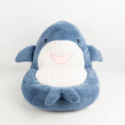 Produktbild von STOF | Sitzhocker - Pouf - Sitzpouf - 45 x 45 x 45 cm - blau weiß - in Haiform - für das Kinderzimmer