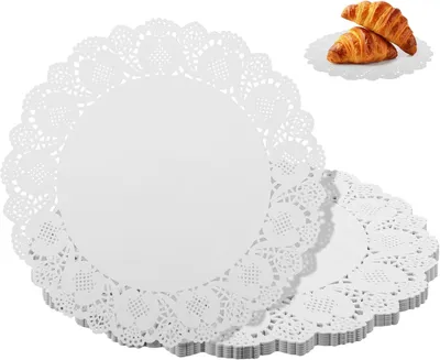 Obrázek produktu pro Kulaté bílé papírové podtácky, průměr 34 cm, 100 kusů, vhodné do kuchyně