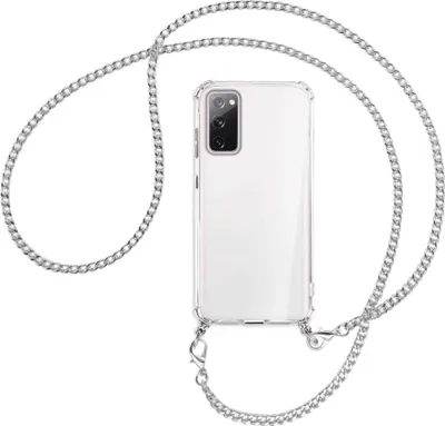 Produktbild von Handykette Backcover-Schutzhülle mit Band (Metall silberfarben) für Samsung Galaxy S20 FE / Lite - silberfarbene Kette
