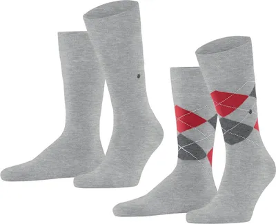Obrázok produktu pre Pánske ponožky Burlington Everyday 2 Pack - Diamond Pattern, Onesize, 40-46 Light Grey