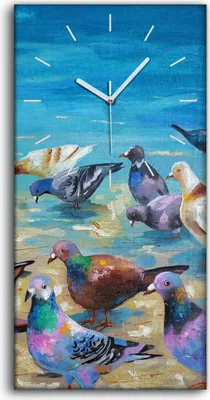 Produktbild von Küche Wohnzimmer Wand Leinwand Uhr 30x60 Strandtauben an der Schwarz Meer küste - weiße Hände