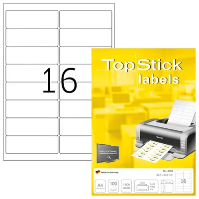 Zdjęcie produktu dla Etykiety uniwersalne TOP STICK, 99,1 x 33,9 mm, białe