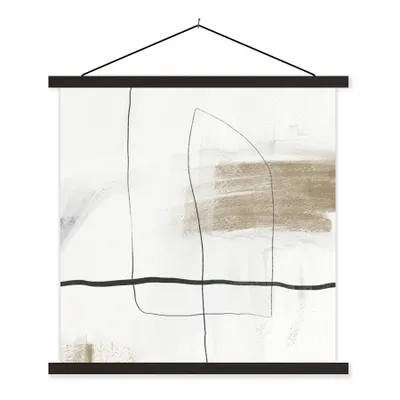 Produktbild von MuchoWow® Textilposter Abstrakt - Linien - Taupe - Design 40x40 cm mit schwarzem Rahmen - Fotos
