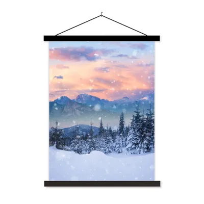 Produktbild von MuchoWow® Textilposter Schnee - Himmel - Wald - Winter 40x53 cm mit schwarzem Rahmen - Abbildung