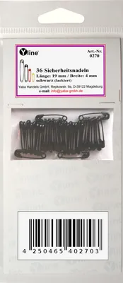 Mini-Sicherheitsnadeln 36 Stück, 19 mm, schwarz, Metall