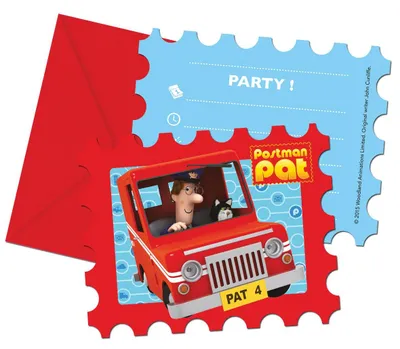 Postman Pat Party-Einladungen, 6 Stück mit Umschlägen