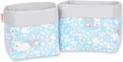 Immagine prodotto di Set di due cestini portaoggetti - nastro - cotone lavabile, ideale per la cameretta del bambino