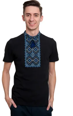 Produktbild von Ukraine T-Shirt Vyshyvanka für Herren traditionelle Stickerei ukrainisches Ornament dunkelbraun Größe XXL