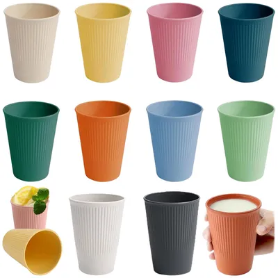 10 bunte Trinkbecher aus Kunststoff, 500 ml, wiederverwendbar