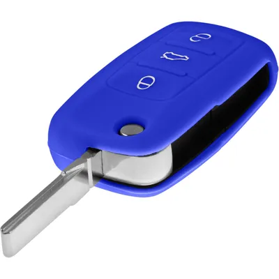 Produktbild von PhoneNatic Silikon Schlüssel Hülle kompatibel mit der  VW 3-Tasten Fernbedienung in blau Klappschlüssel 3-Key