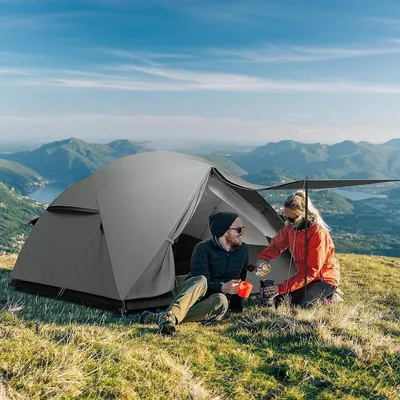 Dome Zelt für 3 Personen mit Sonnendach und Belüftung - Wasserdicht 3000 mm